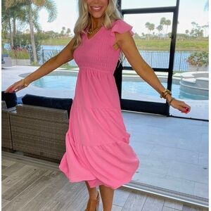 Flutter sleeve midi dress